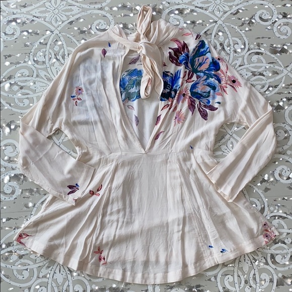 Free People Cream Gemma Neck Tie Mini Dress S - Picture 6 of 7